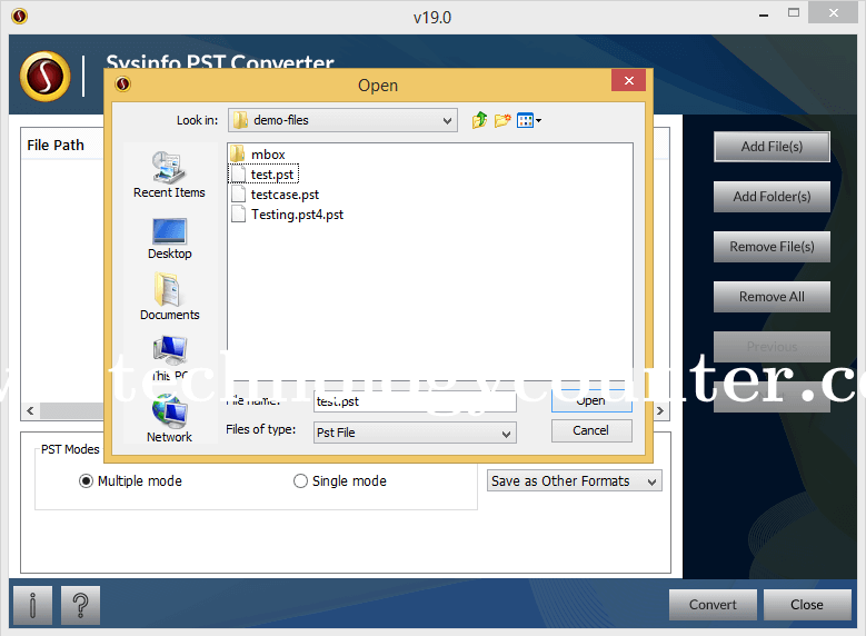 SysInfos PST Converter Screenshots